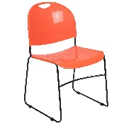 HERCULES Series 880 lb. Capacity Orange Ultra-Compact Stack Chair with Black Powder Coated Frame, RUT-188-OR-GG