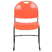 HERCULES Series 880 lb. Capacity Orange Ultra-Compact Stack Chair with Black Powder Coated Frame, RUT-188-OR-GG