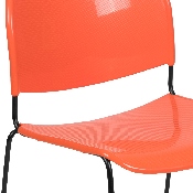 HERCULES Series 880 lb. Capacity Orange Ultra-Compact Stack Chair with Black Powder Coated Frame, RUT-188-OR-GG