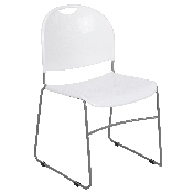 HERCULES Series 880 lb. Capacity White Ultra-Compact Stack Chair with Silver Powder Coated Frame, RUT-188-WH-GG