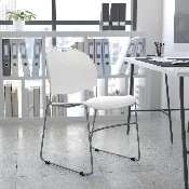 HERCULES Series 880 lb. Capacity White Ultra-Compact Stack Chair with Silver Powder Coated Frame, RUT-188-WH-GG