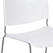 HERCULES Series 880 lb. Capacity White Ultra-Compact Stack Chair with Silver Powder Coated Frame, RUT-188-WH-GG