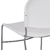 HERCULES Series 880 lb. Capacity White Ultra-Compact Stack Chair with Silver Powder Coated Frame, RUT-188-WH-GG