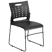 HERCULES Series 881 lb. Capacity Black Sled Base Stack Chair with Air-Vent Back, RUT-2-BK-GG
