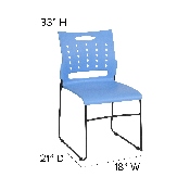 HERCULES Series 881 lb. Capacity Blue Sled Base Stack Chair with Air-Vent Back, RUT-2-BL-GG