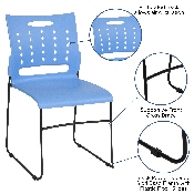HERCULES Series 881 lb. Capacity Blue Sled Base Stack Chair with Air-Vent Back, RUT-2-BL-GG