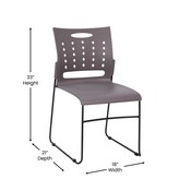 HERCULES Series 881 lb. Capacity Gray Sled Base Stack Chair with Air-Vent Back, RUT-2-GY-BK-GG