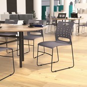 HERCULES Series 881 lb. Capacity Gray Sled Base Stack Chair with Air-Vent Back, RUT-2-GY-BK-GG