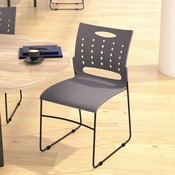 HERCULES Series 881 lb. Capacity Gray Sled Base Stack Chair with Air-Vent Back, RUT-2-GY-BK-GG