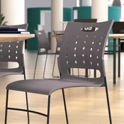 HERCULES Series 881 lb. Capacity Gray Sled Base Stack Chair with Air-Vent Back, RUT-2-GY-BK-GG