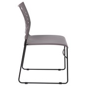HERCULES Series 881 lb. Capacity Gray Sled Base Stack Chair with Air-Vent Back, RUT-2-GY-BK-GG