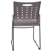 HERCULES Series 881 lb. Capacity Gray Sled Base Stack Chair with Air-Vent Back, RUT-2-GY-BK-GG