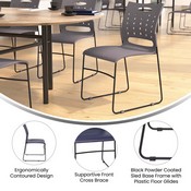 HERCULES Series 881 lb. Capacity Gray Sled Base Stack Chair with Air-Vent Back, RUT-2-GY-BK-GG