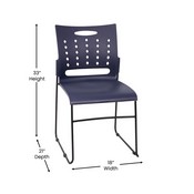HERCULES Series 881 lb. Capacity Navy Sled Base Stack Chair with Air-Vent Back, RUT-2-NVY-BK-GG