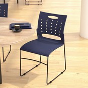 HERCULES Series 881 lb. Capacity Navy Sled Base Stack Chair with Air-Vent Back, RUT-2-NVY-BK-GG