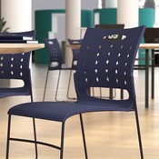 HERCULES Series 881 lb. Capacity Navy Sled Base Stack Chair with Air-Vent Back, RUT-2-NVY-BK-GG