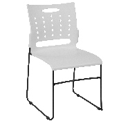 HERCULES Series 881 lb. Capacity White Sled Base Stack Chair with Air-Vent Back, RUT-2-WH-GG