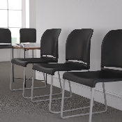 HERCULES Series 880 lb. Capacity Black Full Back Contoured Stack Chair with Gray Powder Coated Sled Base, RUT-238A-BK-GG