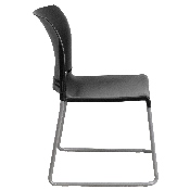 HERCULES Series 880 lb. Capacity Black Full Back Contoured Stack Chair with Gray Powder Coated Sled Base, RUT-238A-BK-GG