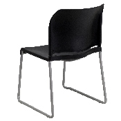 HERCULES Series 880 lb. Capacity Black Full Back Contoured Stack Chair with Gray Powder Coated Sled Base, RUT-238A-BK-GG