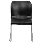 HERCULES Series 880 lb. Capacity Black Full Back Contoured Stack Chair with Gray Powder Coated Sled Base, RUT-238A-BK-GG