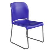 HERCULES Series 880 lb. Capacity Blue Full Back Contoured Stack Chair with Gray Powder Coated Sled Base, RUT-238A-BL-GG
