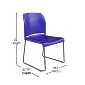 HERCULES Series 880 lb. Capacity Blue Full Back Contoured Stack Chair with Gray Powder Coated Sled Base, RUT-238A-BL-GG