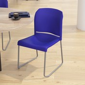 HERCULES Series 880 lb. Capacity Blue Full Back Contoured Stack Chair with Gray Powder Coated Sled Base, RUT-238A-BL-GG