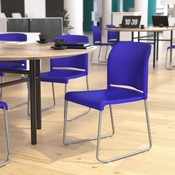 HERCULES Series 880 lb. Capacity Blue Full Back Contoured Stack Chair with Gray Powder Coated Sled Base, RUT-238A-BL-GG