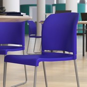 HERCULES Series 880 lb. Capacity Blue Full Back Contoured Stack Chair with Gray Powder Coated Sled Base, RUT-238A-BL-GG