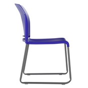 HERCULES Series 880 lb. Capacity Blue Full Back Contoured Stack Chair with Gray Powder Coated Sled Base, RUT-238A-BL-GG