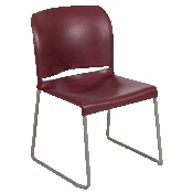HERCULES Series 880 lb. Capacity Burgundy Full Back Contoured Stack Chair with Gray Powder Coated Sled Base, RUT-238A-BY-GG