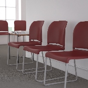 HERCULES Series 880 lb. Capacity Burgundy Full Back Contoured Stack Chair with Gray Powder Coated Sled Base, RUT-238A-BY-GG