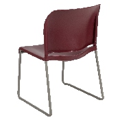 HERCULES Series 880 lb. Capacity Burgundy Full Back Contoured Stack Chair with Gray Powder Coated Sled Base, RUT-238A-BY-GG