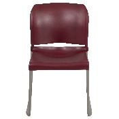HERCULES Series 880 lb. Capacity Burgundy Full Back Contoured Stack Chair with Gray Powder Coated Sled Base, RUT-238A-BY-GG