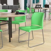 HERCULES Series 880 lb. Capacity Green Full Back Contoured Stack Chair with Gray Powder Coated Sled Base, RUT-238A-GN-GG