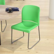 HERCULES Series 880 lb. Capacity Green Full Back Contoured Stack Chair with Gray Powder Coated Sled Base, RUT-238A-GN-GG