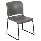 HERCULES Series 880 lb. Capacity Gray Full Back Contoured Stack Chair with Black Powder Coated Sled Base, RUT-238A-GY-GG