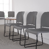 HERCULES Series 880 lb. Capacity Gray Full Back Contoured Stack Chair with Black Powder Coated Sled Base, RUT-238A-GY-GG