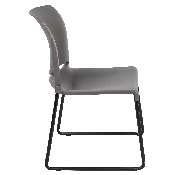 HERCULES Series 880 lb. Capacity Gray Full Back Contoured Stack Chair with Black Powder Coated Sled Base, RUT-238A-GY-GG