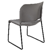 HERCULES Series 880 lb. Capacity Gray Full Back Contoured Stack Chair with Black Powder Coated Sled Base, RUT-238A-GY-GG