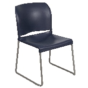 HERCULES Series 880 lb. Capacity Navy Full Back Contoured Stack Chair with Gray Powder Coated Sled Base, RUT-238A-NY-GG
