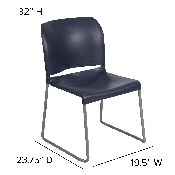 HERCULES Series 880 lb. Capacity Navy Full Back Contoured Stack Chair with Gray Powder Coated Sled Base, RUT-238A-NY-GG