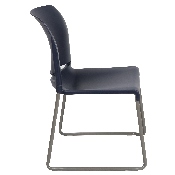 HERCULES Series 880 lb. Capacity Navy Full Back Contoured Stack Chair with Gray Powder Coated Sled Base, RUT-238A-NY-GG