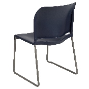 HERCULES Series 880 lb. Capacity Navy Full Back Contoured Stack Chair with Gray Powder Coated Sled Base, RUT-238A-NY-GG