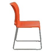 HERCULES Series 880 lb. Capacity Orange Full Back Contoured Stack Chair with Gray Powder Coated Sled Base, RUT-238A-OR-GG