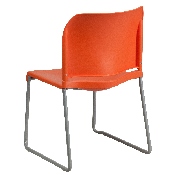 HERCULES Series 880 lb. Capacity Orange Full Back Contoured Stack Chair with Gray Powder Coated Sled Base, RUT-238A-OR-GG