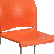 HERCULES Series 880 lb. Capacity Orange Full Back Contoured Stack Chair with Gray Powder Coated Sled Base, RUT-238A-OR-GG