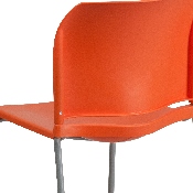 HERCULES Series 880 lb. Capacity Orange Full Back Contoured Stack Chair with Gray Powder Coated Sled Base, RUT-238A-OR-GG