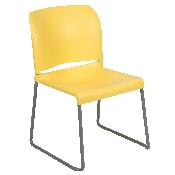 HERCULES Series 880 lb. Capacity Yellow Full Back Contoured Stack Chair with Gray Powder Coated Sled Base, RUT-238A-YL-GG